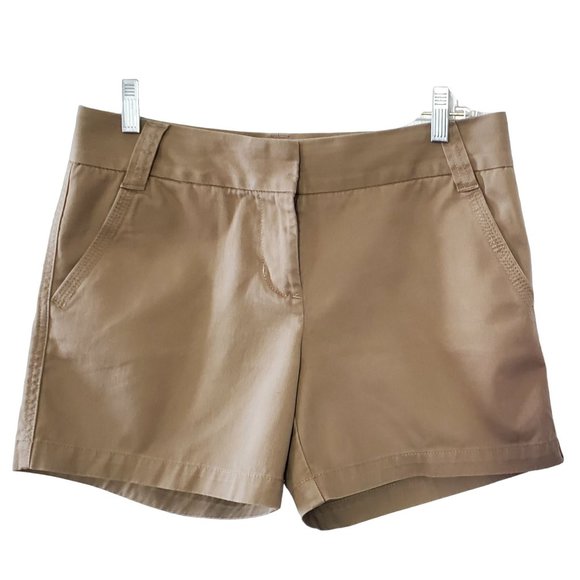J. Crew Chino Shorts Khaki Classic Twill Weathered Broken-in Cotton Casual Sz 4 - Picture 1 of 4